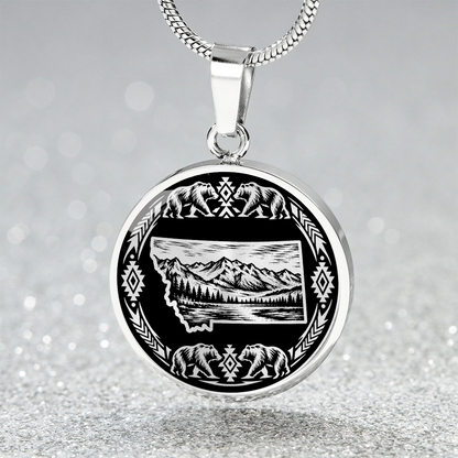 Montana Bear Necklace – Mountain Landscape Pendant