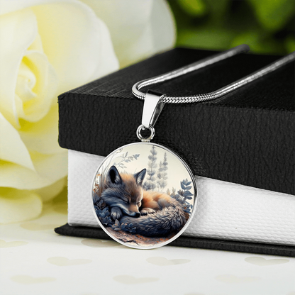 Sleeping Fox Necklace – Watercolor Wildlife Pendant