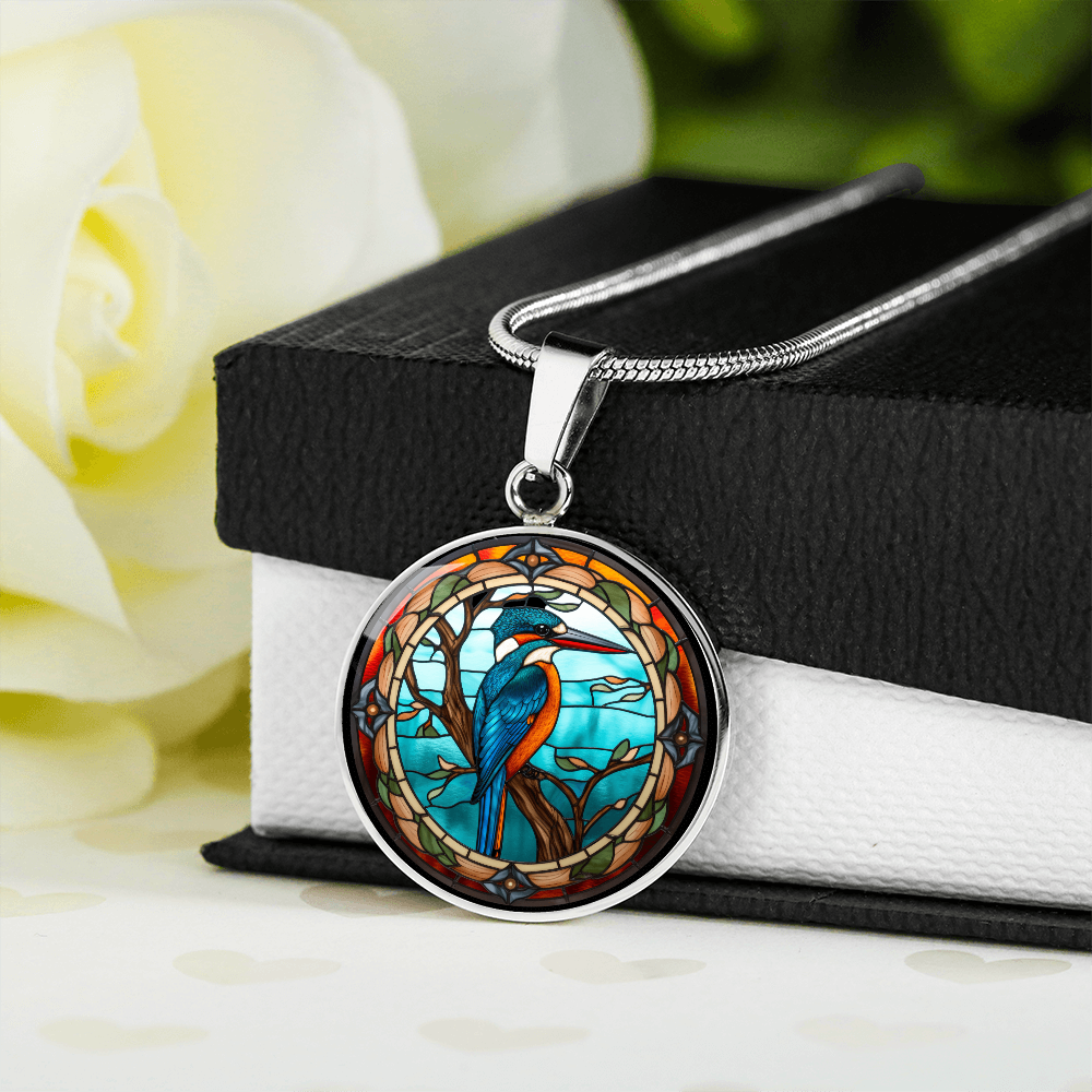 Kingfisher Necklace – Glass Art-Inspired Bird Pendant