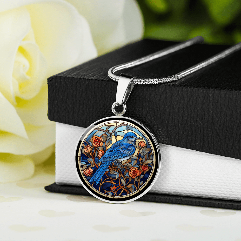 Blue Jay Necklace – Cloisonné-Inspired Bird Pendant