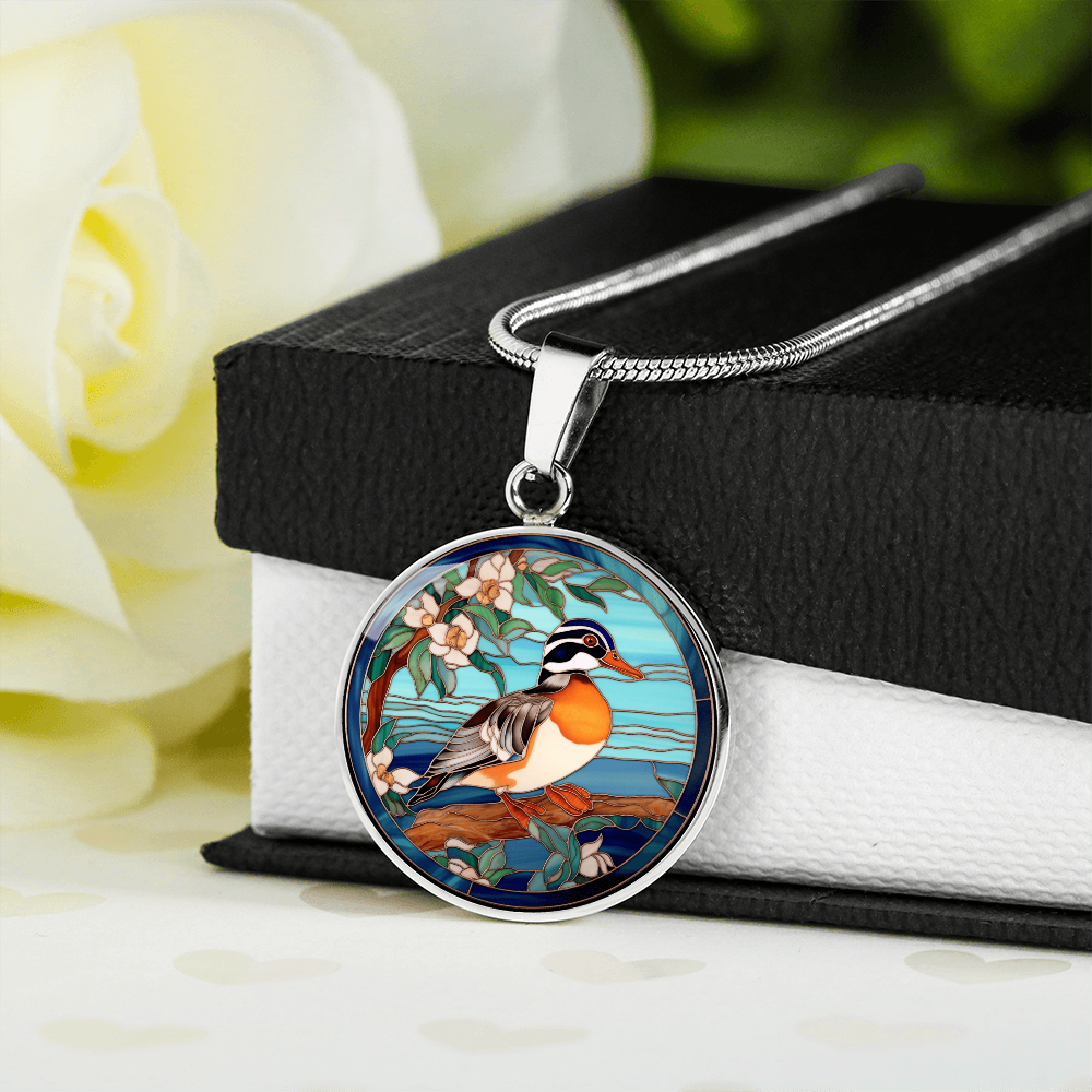 Mandarin Duck Necklace – Stained Glass Bird Pendant