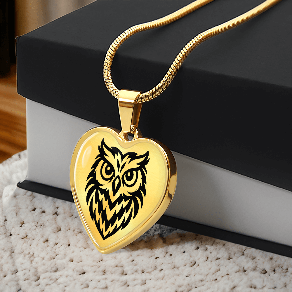 Heart shaped owl necklace gift for owl lovers