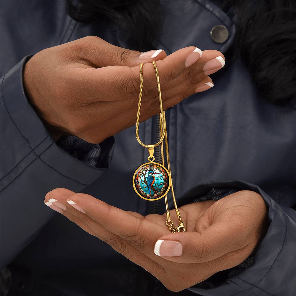 Kingfisher Necklace – Glass Art-Inspired Bird Pendant
