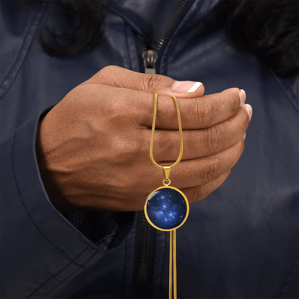 Pleiades Star Map Necklace – Round Astronomy Pendant