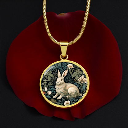 Botanical Garden Rabbit Necklace – Vintage Floral Pendant