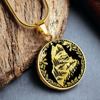 Maine Moose Necklace – Wilderness Woodcut Pendant