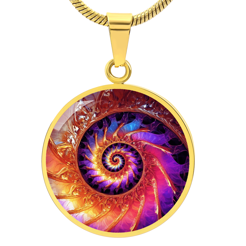Fibonacci Spiral Necklace – Colorful Sacred Geometry Pendant