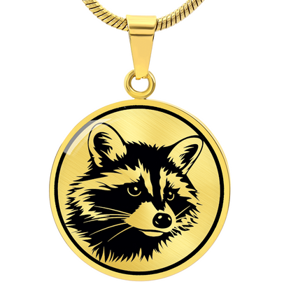 Raccoon Necklace – Black & White Woodland Animal Pendant