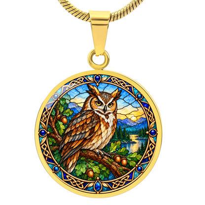Personalized owl pendant with optional reverse engraving