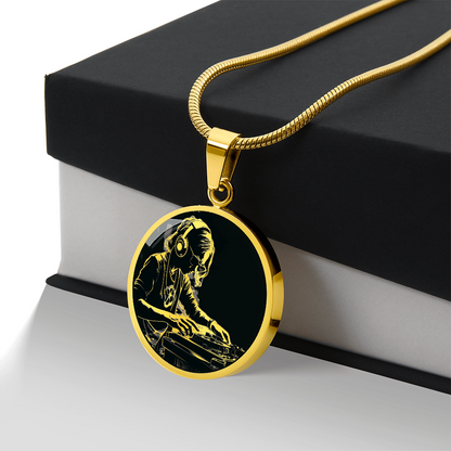 Female DJ Necklace – Gold & Silver Music Mixing Pendant