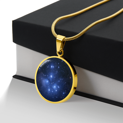Pleiades Star Map Necklace – Round Astronomy Pendant