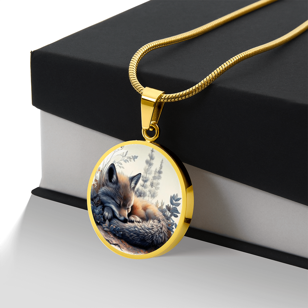 Sleeping Fox Necklace – Watercolor Wildlife Pendant