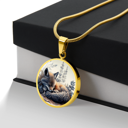Sleeping Fox Necklace – Watercolor Wildlife Pendant