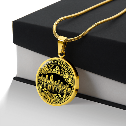 San Diego Skyline Necklace – Harbor & City Emblem Pendant