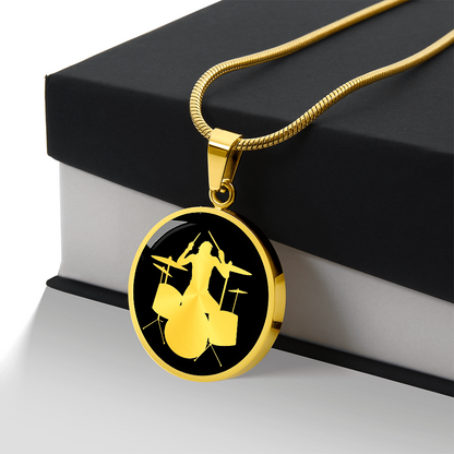 Drum Kit Necklace – Drummer Silhouette Pendant