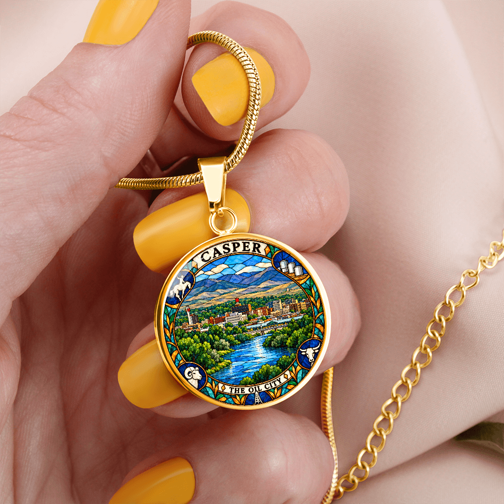 Casper Wyoming Necklace – Stained Glass City Pendant