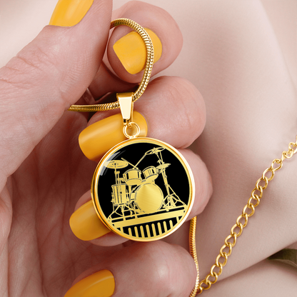 Gold Drum Kit Necklace – Black & Gold Drummer Pendant