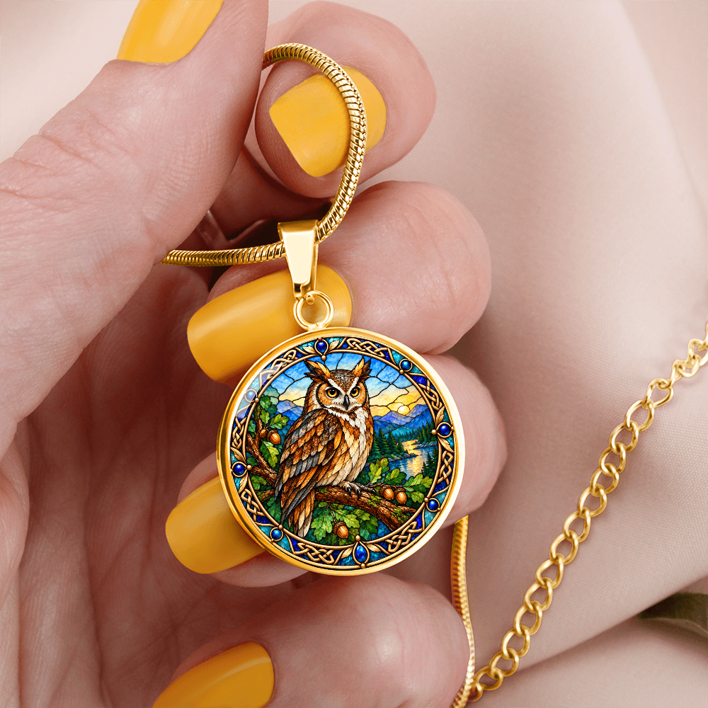 Owl necklace with adjustable 18–22 inch chain
