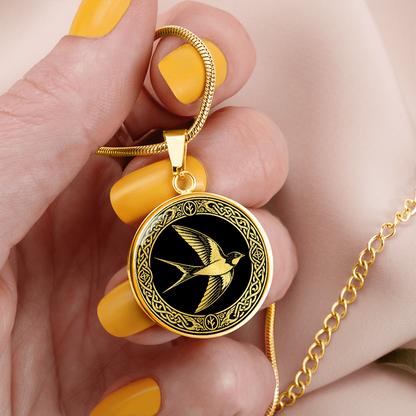 Swallow necklace with 18K gold finish