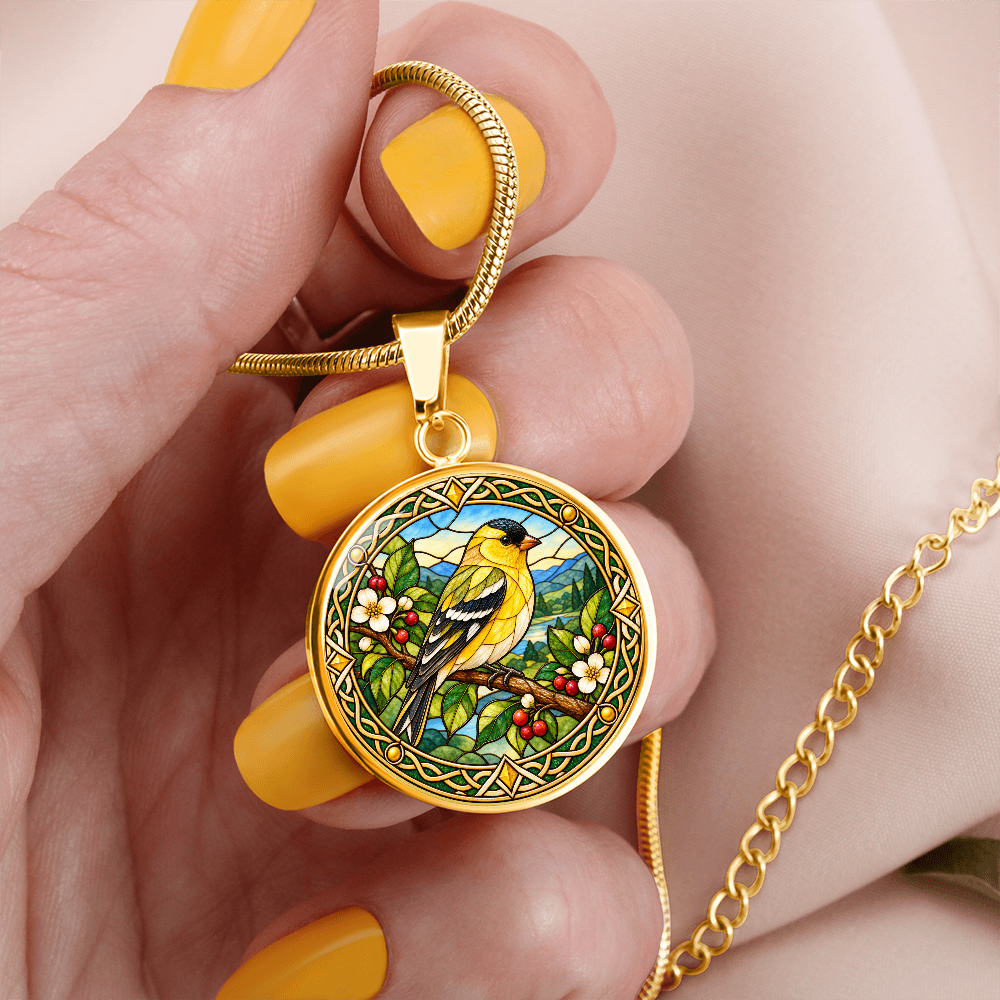 Finch bird pendant with optional 18K gold finish