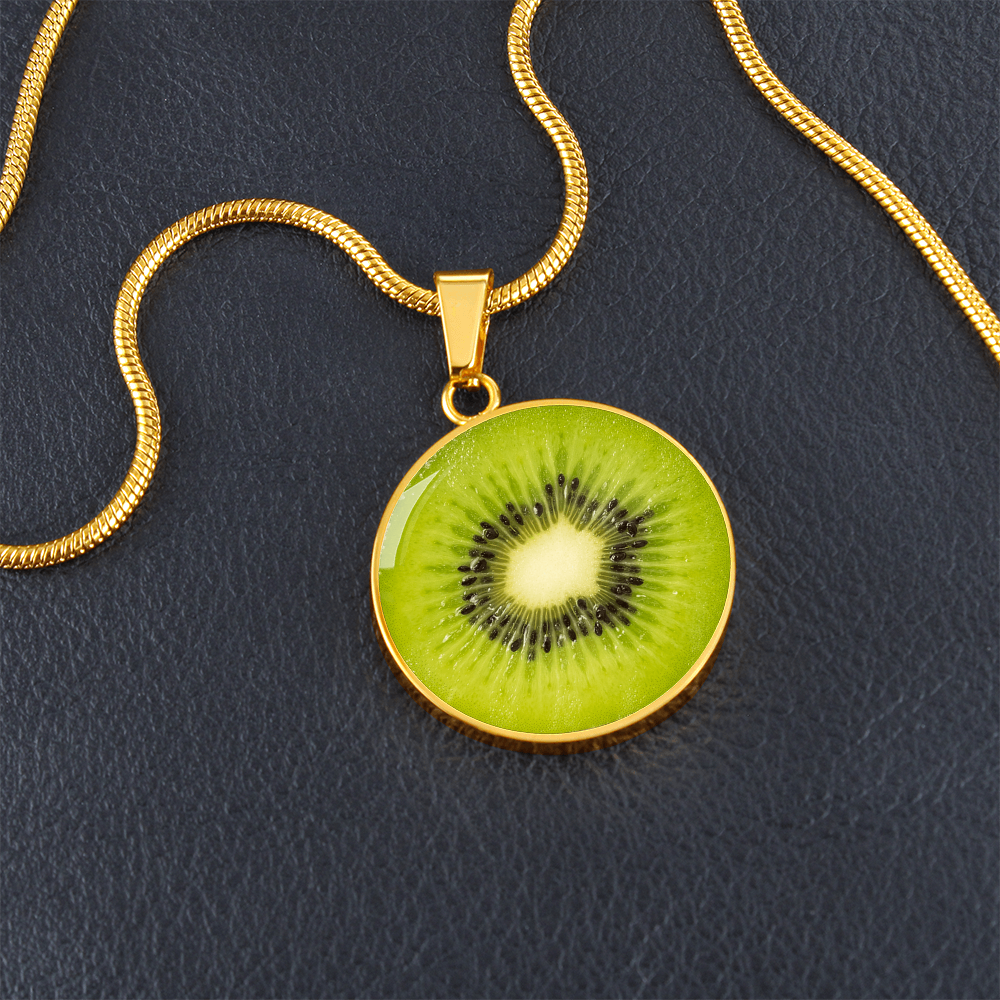 Kiwi Slice Necklace – Bright Green Fruit Pendant