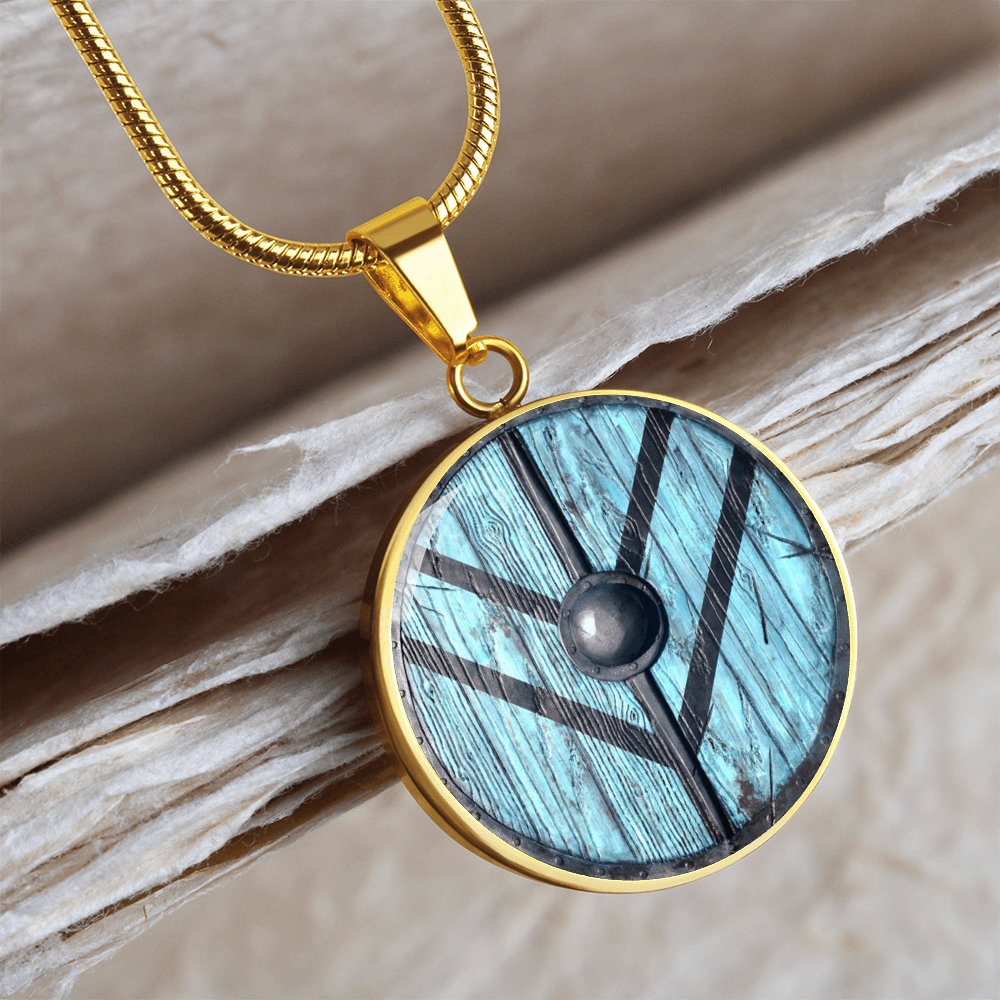 Viking Shield Necklace – Blue Shieldmaiden Pendant