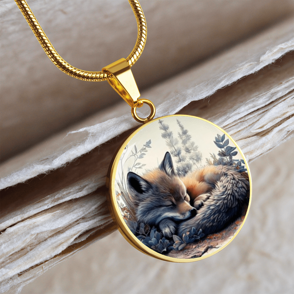 Sleeping Fox Necklace – Watercolor Wildlife Pendant