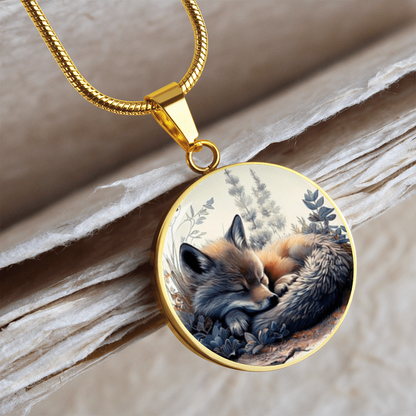 Sleeping Fox Necklace – Watercolor Wildlife Pendant