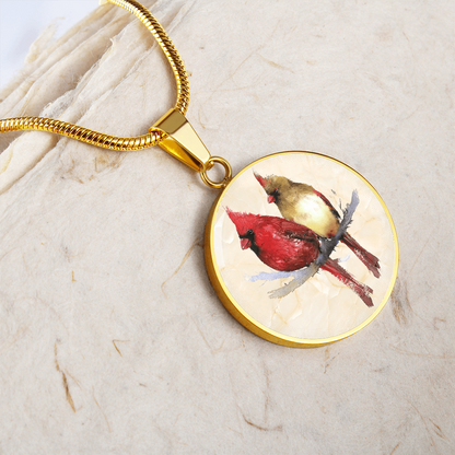 Northern Cardinal Pair Necklace – Male & Female Bird Pendant