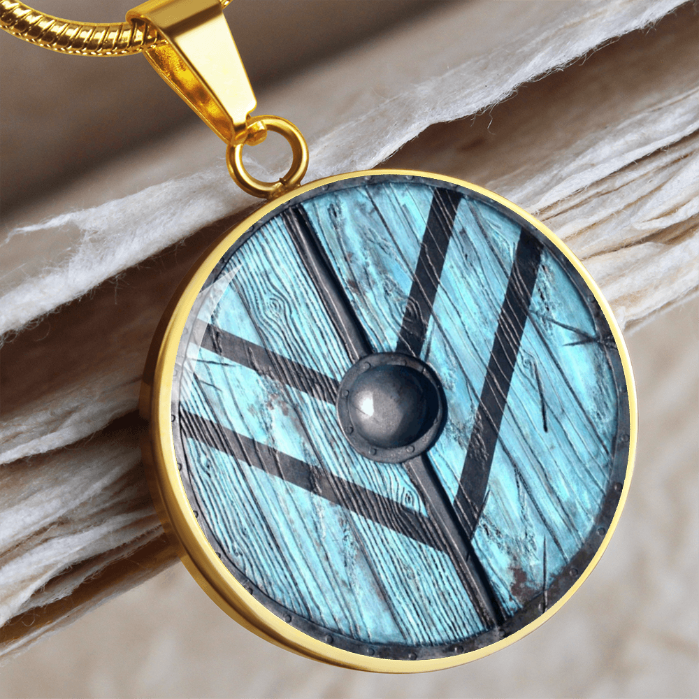 Viking Shield Necklace – Blue Shieldmaiden Pendant