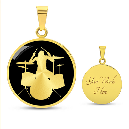 Drum Kit Necklace – Drummer Silhouette Pendant