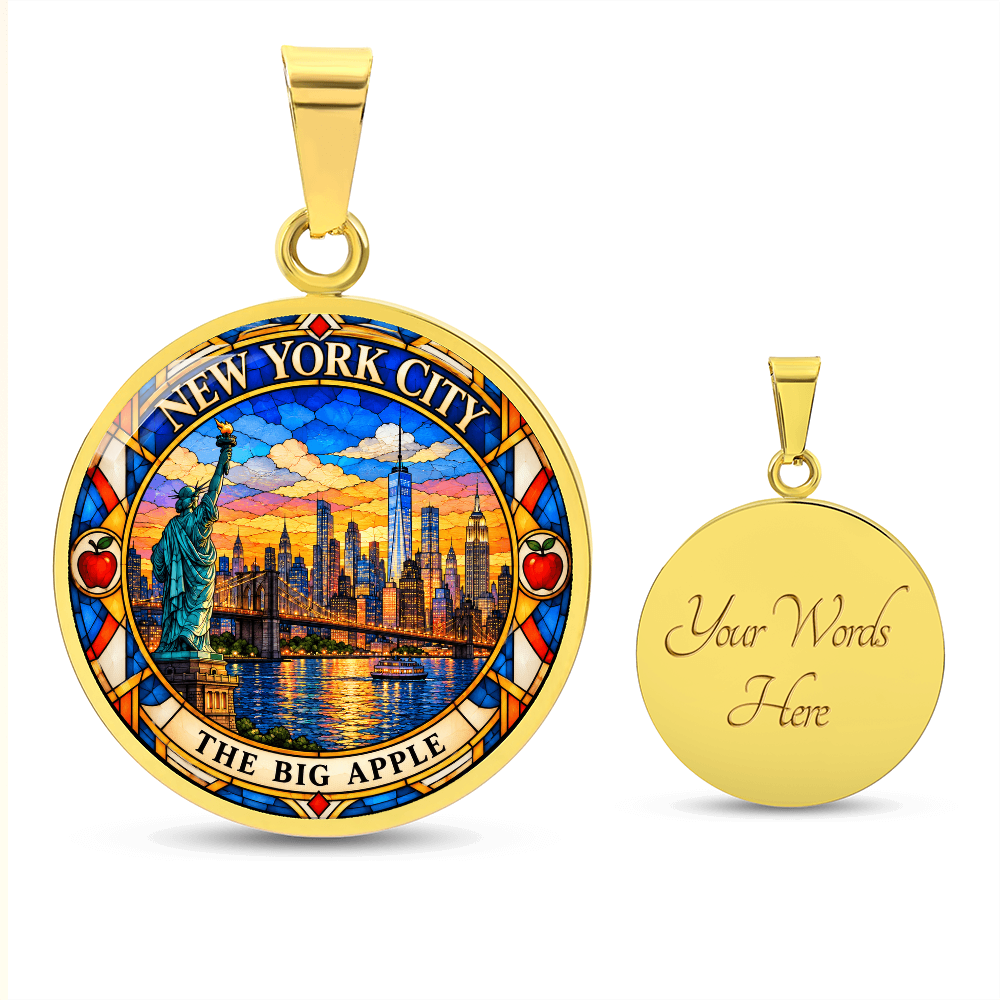 New York City Skyline Necklace – Stained Glass NYC Pendant