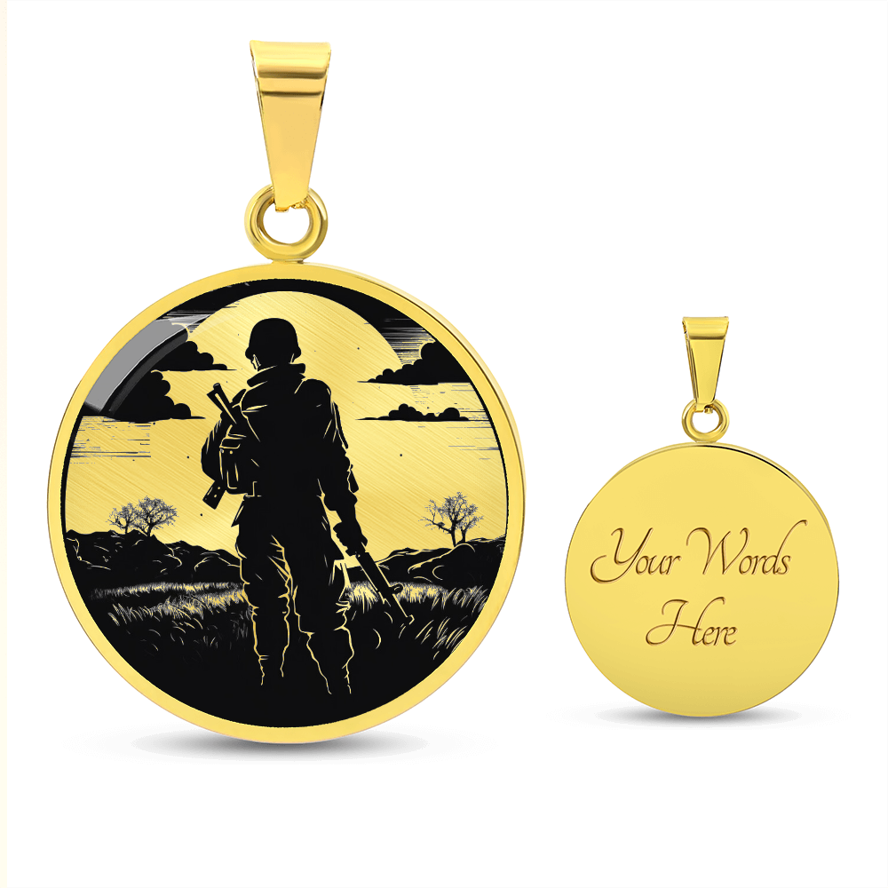 Soldier Silhouette Necklace – Black & White Military Pendant