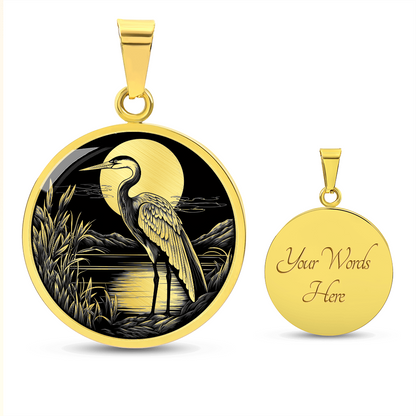 Heron Necklace – Black & White Wetland Bird Pendant