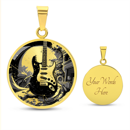 Electric Guitar Necklace – Black & Gold Rock Music Pendant