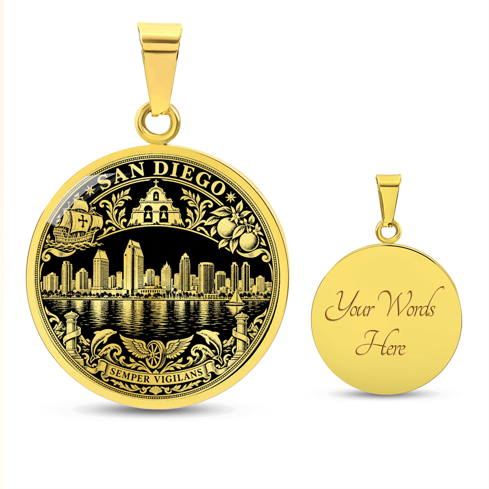 San Diego Skyline Necklace – Harbor & City Emblem Pendant