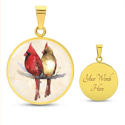 Northern Cardinal Pair Necklace – Male & Female Bird Pendant