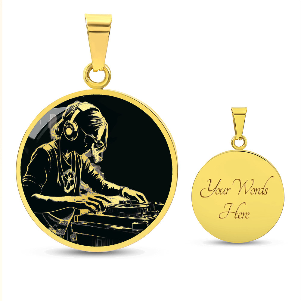 Female DJ Necklace – Gold & Silver Music Mixing Pendant