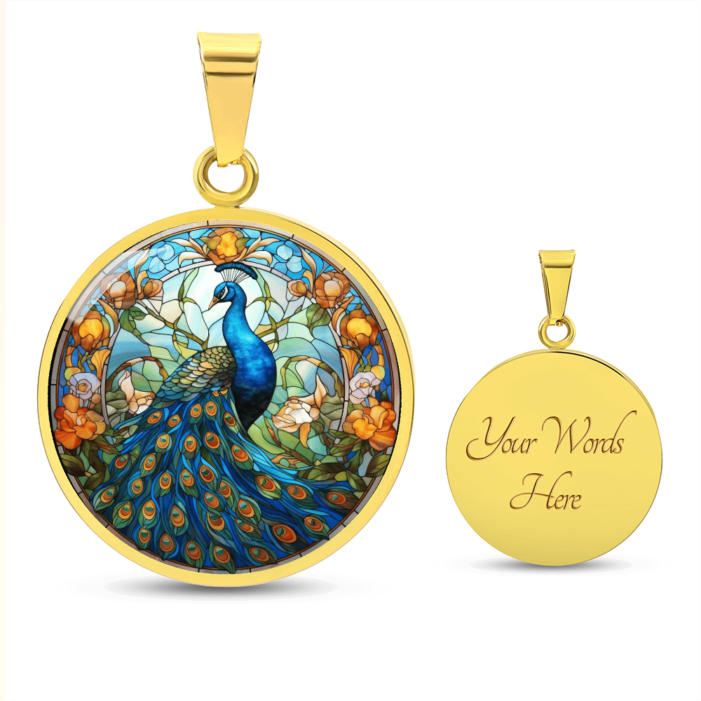 Stained Glass Peacock Necklace – Colorful Bird Art Pendant