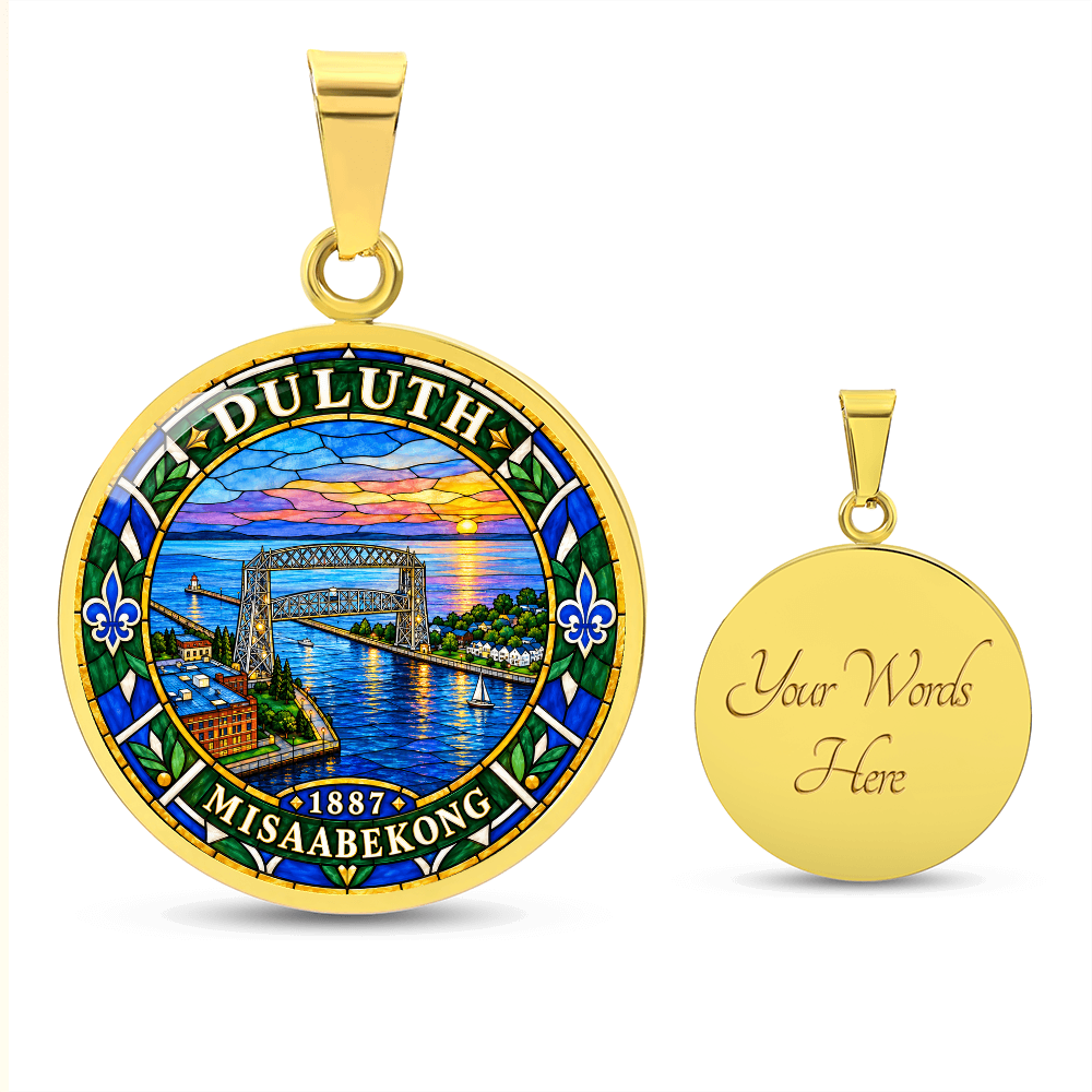 Duluth Minnesota Necklace – Stained Glass Harbor Pendant