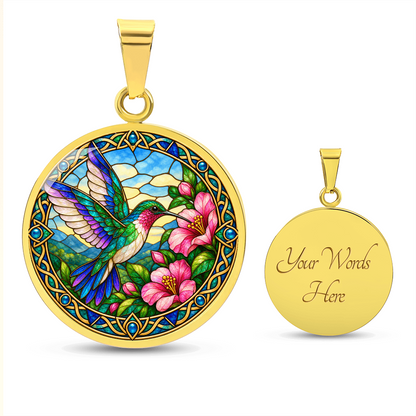 Personalized hummingbird pendant with optional back engraving
