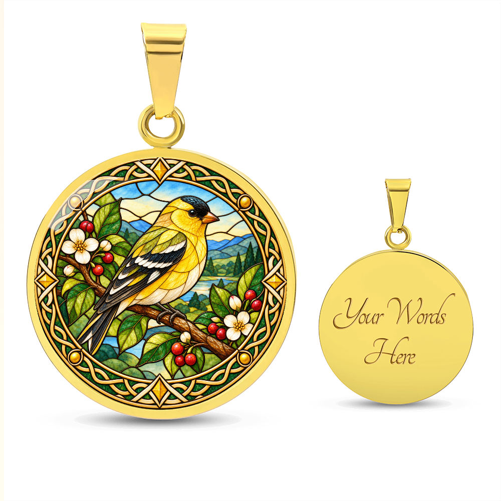 Personalized finch necklace with optional back engraving