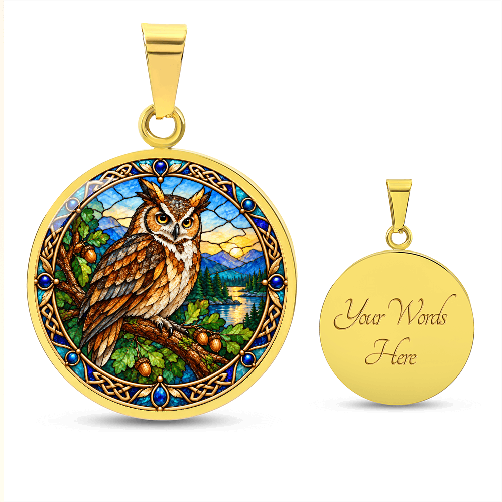 Personalized owl pendant with optional reverse engraving