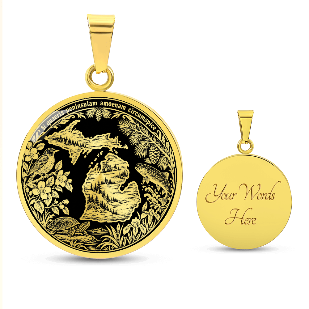 Michigan State Necklace – Great Lakes Wildlife Pendant