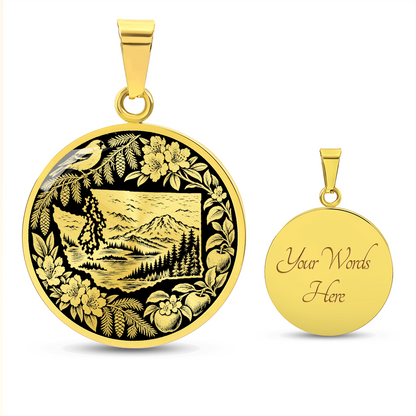 Washington State Necklace – Mountain & Botanical Pendant