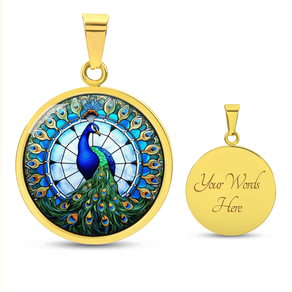 glass art inspired peacock pendant