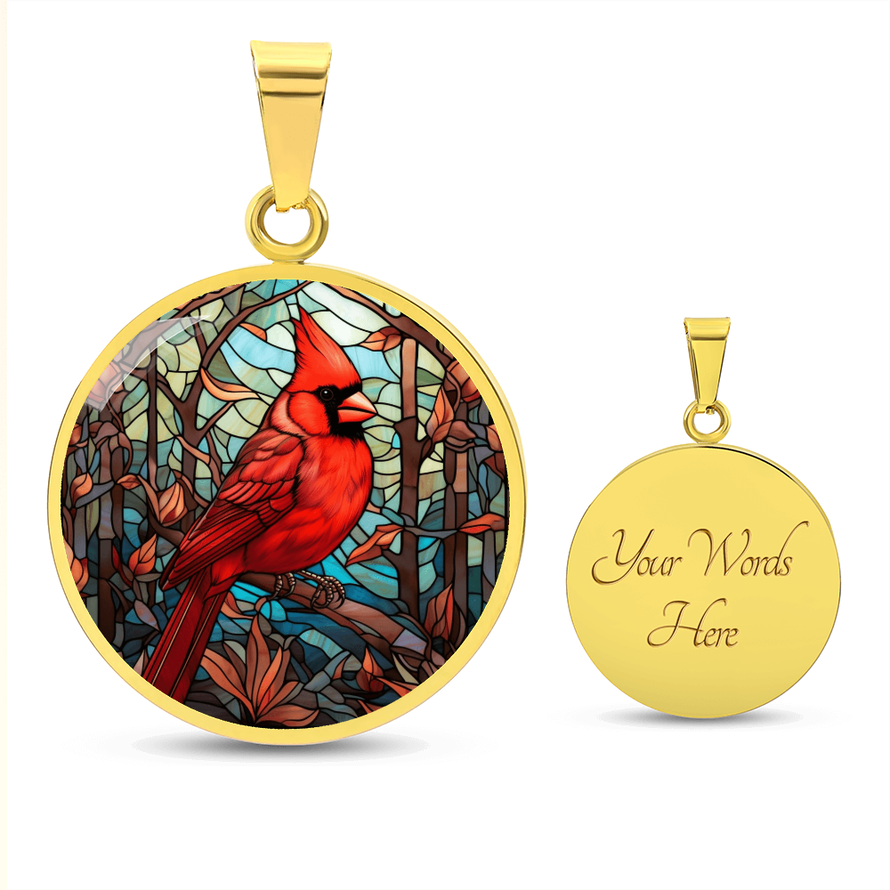 Stained Glass Cardinal Necklace – Colorful Red Bird Pendant