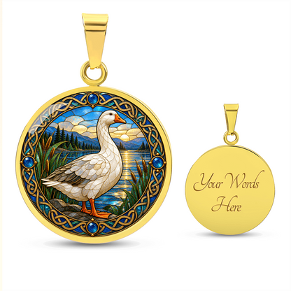 Personalized goose necklace with optional reverse engraving