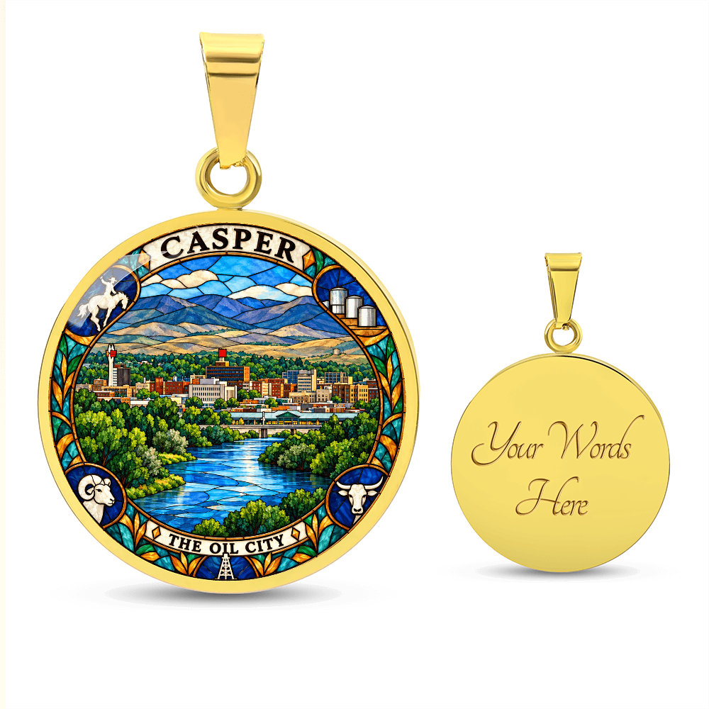 Casper Wyoming Necklace – Stained Glass City Pendant