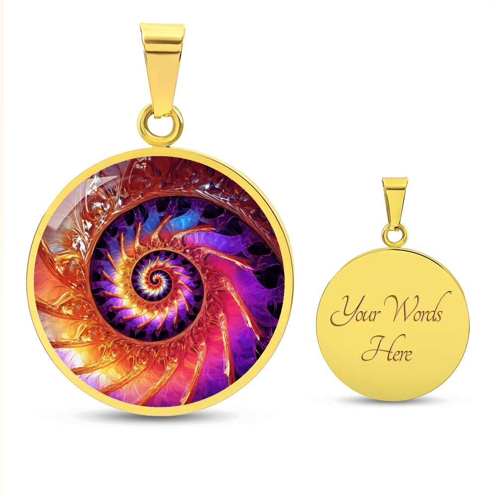 Fibonacci Spiral Necklace – Colorful Sacred Geometry Pendant